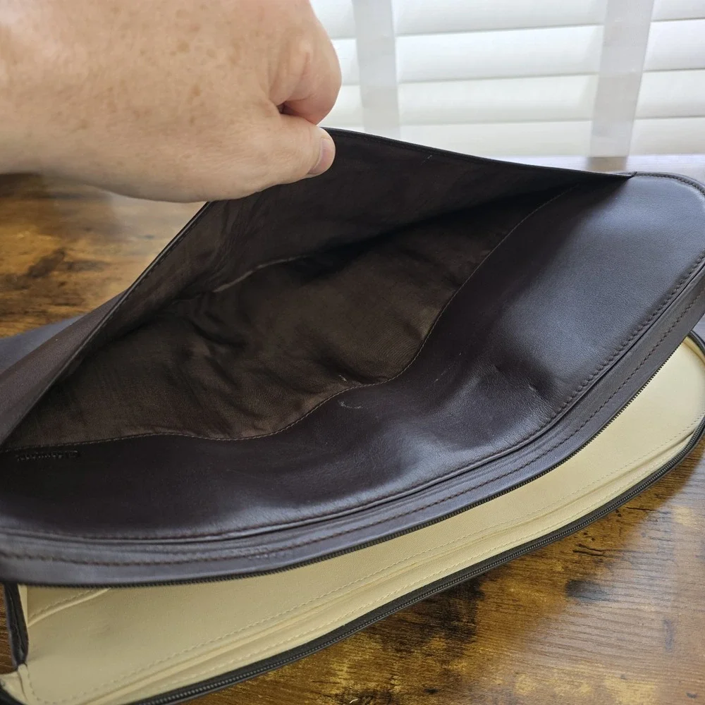 Connolly Dark Brown Soft-Grained Leather Document Pouch 15″x11″ – Compact & Luxe